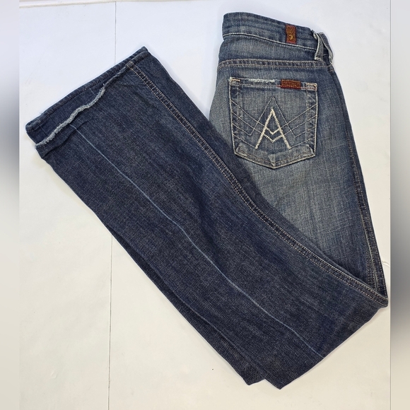7 For All Mankind Jeans, A Pocket. Bootcut Flair,  Low Rise, 24 " Waist - Picture 14 of 16